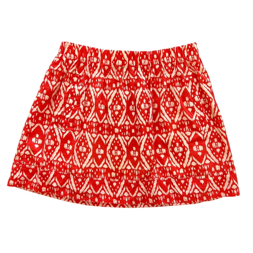 🧡 EUC J.CREW Orange & White Ikat Mini Skirt | Women’s Small